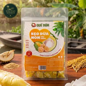 Kẹo Dừa Non Sầu Riêng Quê Dừa Túi 500g - Đặc Sản Bến Tre, Dẻo Mềm, Thơm Sầu Riêng