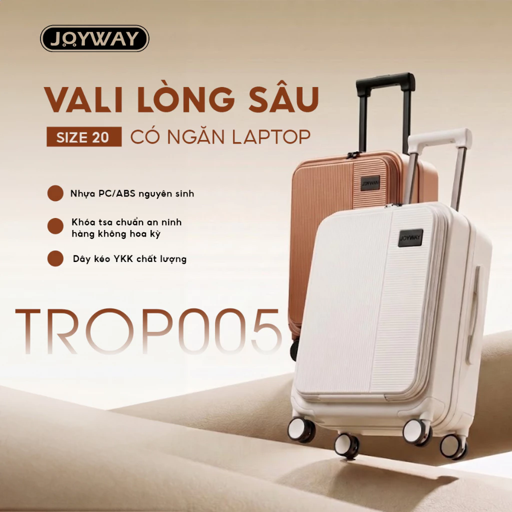 [BEST SELLER] Vali JoyWay TROP005 Size 20/24/28, Khóa Số TSA, Dây Kéo YKK, Có Ngăn Nới Rộng, Bảo Hành Trọn Đời