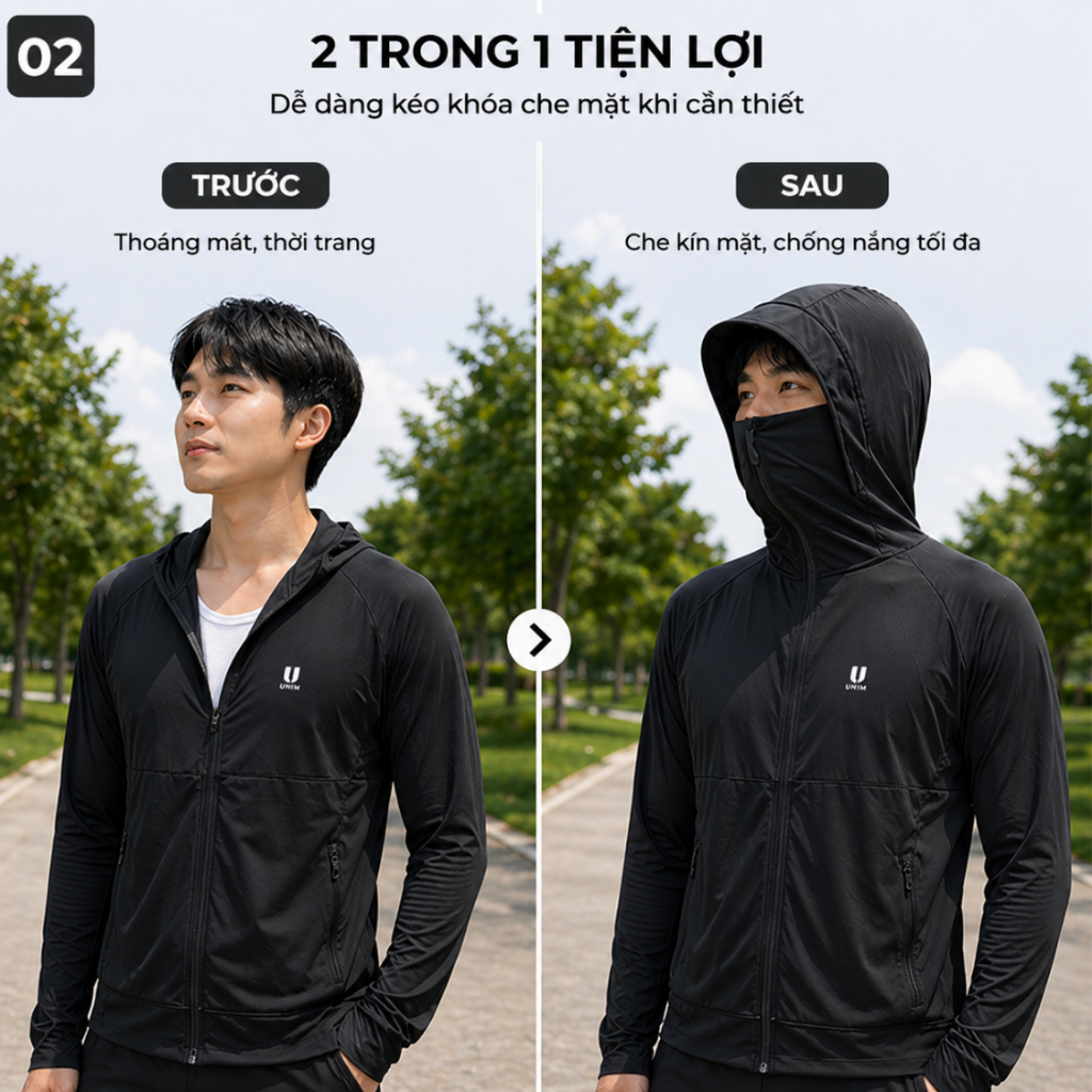 [Hỏa Tốc] Áo Khoác Chống Nắng Nam Nữ Unim Fashion Có Lưới Thông Hơi Chất Polyeste Thế Hệ Mới Mặt Vải Kim Cương Thoáng Kh