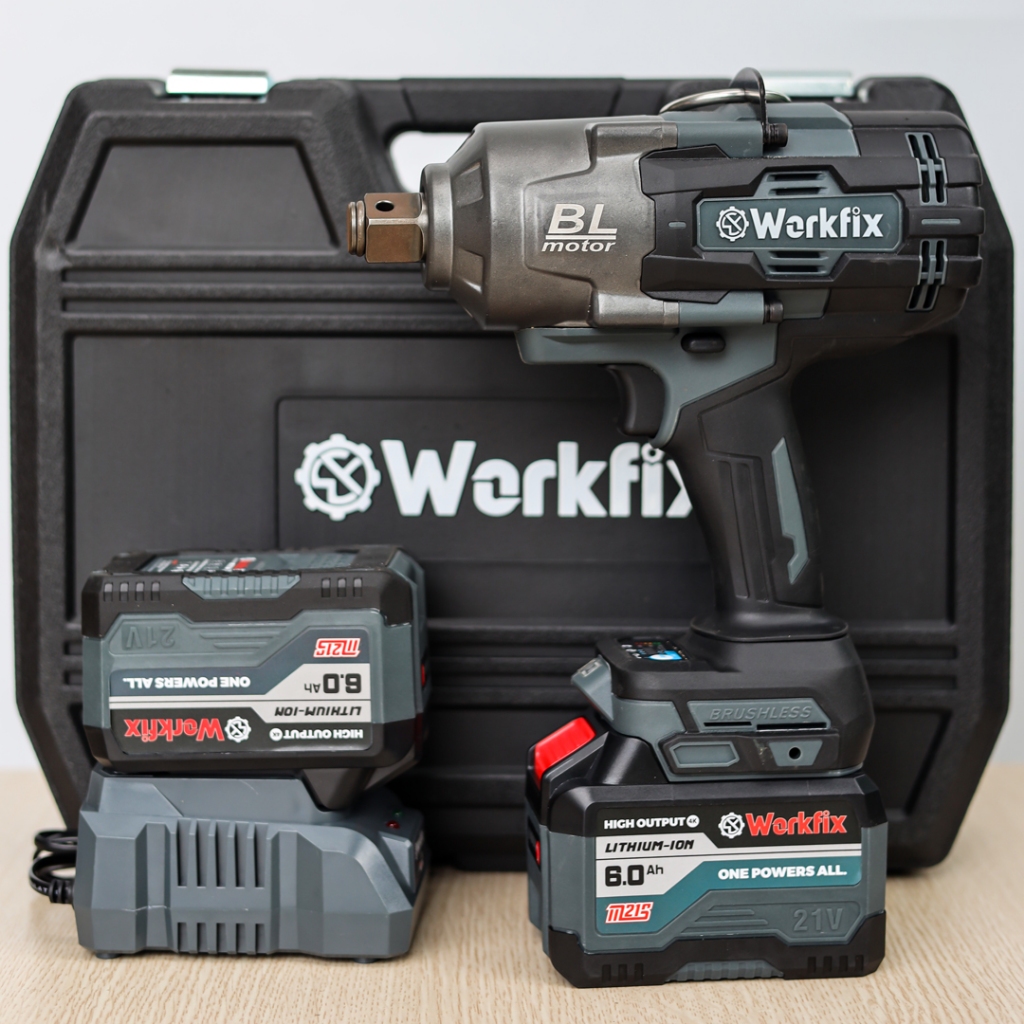 Máy Bắn Bulong WORKFIX WF-IW2100N, Không Chổi Than, Lực Siết 2100N.M Mở Vặn Ốc Xe Tải, Ô Tô, Cần Cẩu