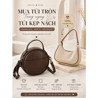 (TẶNG TÚI KẸP NÁCH )- Rosa'bag  Túi đeo chéo Thời trang nữ dáng tròn phối ngăn size 18 và 11 - Túi đeo chéo da TN-0026