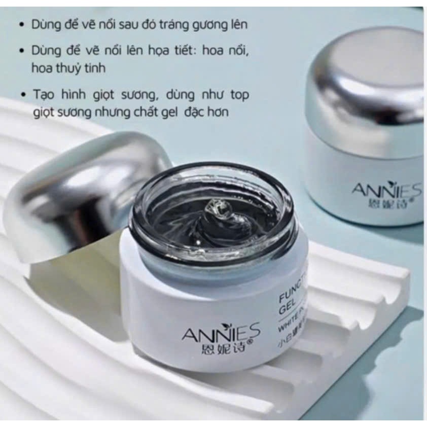 Gel thuỷ tinh Annies chà crome nổi gel nặn gel định hình top gel 3D kéo sợi phụ kiện nail chính hãng
