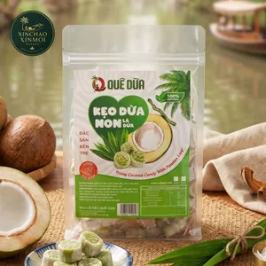 Kẹo Dừa Non Lá Dứa Quê Dừa - Đặc Sản Bến Tre, Dẻo Mềm, Thơm Dừa Lá Dứa (Túi 500g)