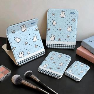 Gương gấp trang điểm nền xanh in thỏ Miffy, nhỏ gọn, dễ mang theo, dùng cho học sinh