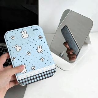 Gương gấp trang điểm nền xanh in thỏ Miffy, nhỏ gọn, dễ mang theo, dùng cho học sinh