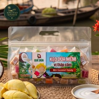 [25.06] Kẹo Dừa Mềm Thập Cẩm Quê Dừa Túi 500g - Đặc Sản Bến Tre, Dẻo Mềm, Nhiều Vị (Sầu riêng, cà phê, dâu tây,...)