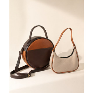 (TẶNG TÚI KẸP NÁCH )- Rosa'bag  Túi đeo chéo Thời trang nữ dáng tròn phối ngăn size 18 và 11 - Túi đeo chéo da TN-0026