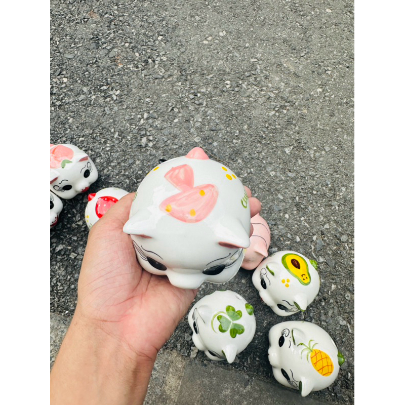 Heo Đất Mini Gốm Sứ Bát Tràng 🐷 Ống Tiết Kiệm Cute – Heo Panda, Heo Trái Cây Dễ Thương Decor Bàn Học
