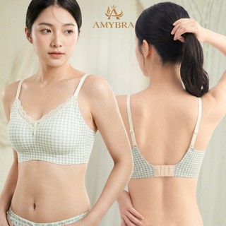 Áo Ngực Nữ Su Thạch Không Gọng Mút Liền Mềm Mịn, Áo Lót Hoa Nhí Phối Viền Ren Nữ Tính AMYBRA A1846
