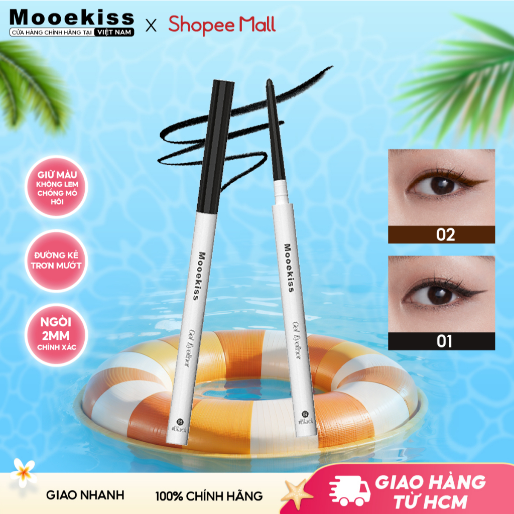 Bút kẻ mắt dạng gel Mooekiss chống lem chống nước chống mồ hôi lâu trôi dành cho người mới bắt đầu 100mg