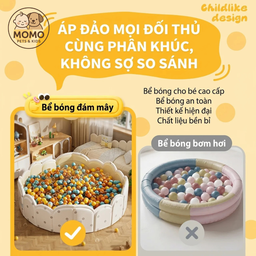 Bể bóng cho bé bằng nhựa PVC cao cấp cho bé có thể gấp gọn có kích thước lớn cho bé vui chơi phong Cách Hàn Quốc cho bé