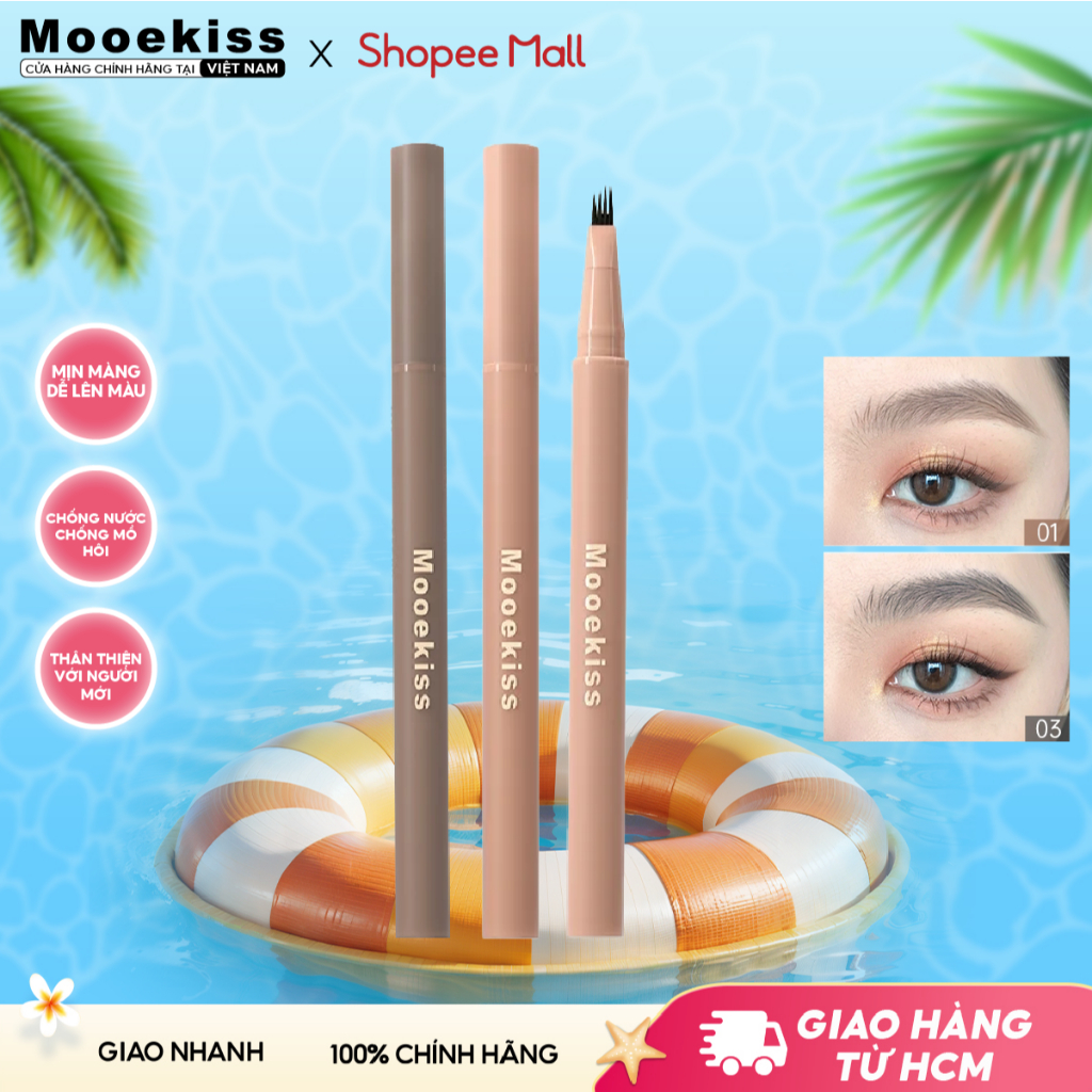 Chì kẻ mày Mooekiss 4D chống nước và mồ hôi màu sắc thích hợp cho người mới bắt đầu 0.55ml