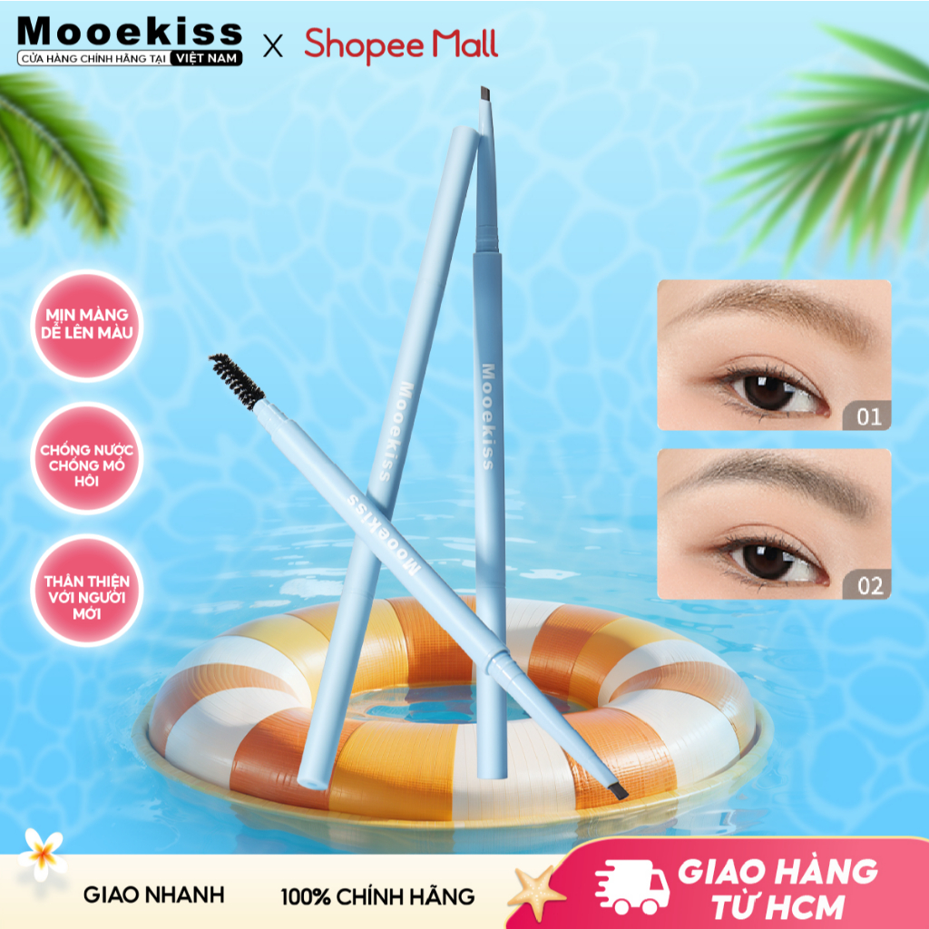 [Mới] Chì kẻ mày Mooekiss chống nước và mồ hôi dễ thoa Không lem Không dính Thích hợp cho người mới bắt đầu 01 0.1g