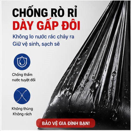 Túi rác dạng áo khoác dày màu đen, túi nhựa đựng rác cầm tay dùng trong nhà bếp