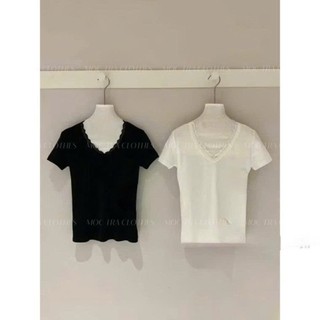 Áo thun cổ tim ren we Quảng Châu Cao Cấp form rộng basic siêu xinh, Áo kiểu nữ vintage trẻ trung rẻ đẹp