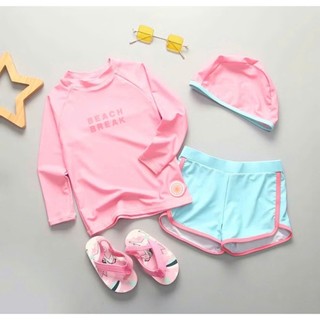 BK57 Đồ bơi bé gái dài tay kèm quần đùi,bikini dài tay chống nắng cho bé gái 10-55kg