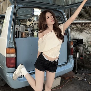 (HAVANA) Quần short nữ jeans basic xanh đậm #8097 QJ404