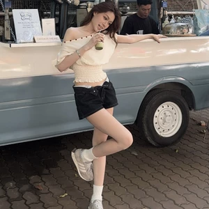 Quần short nữ jeans basic xanh đậm #8097 QJ404
