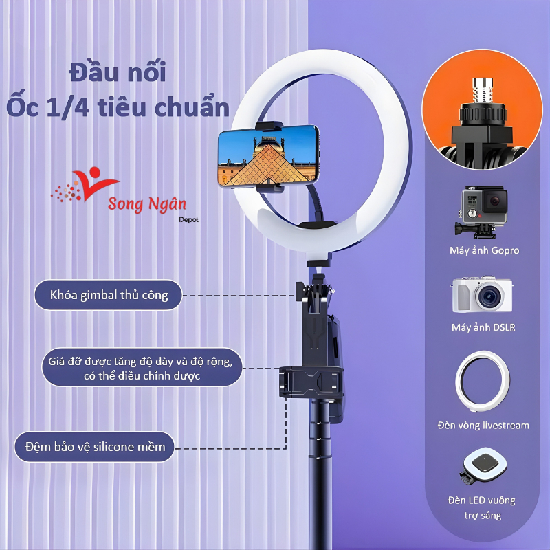 P18 Gậy selfie Gậy chụp ảnh 4 chân cao 1m8 có remote Gậy tripod cầm tay chống rung có đèn led