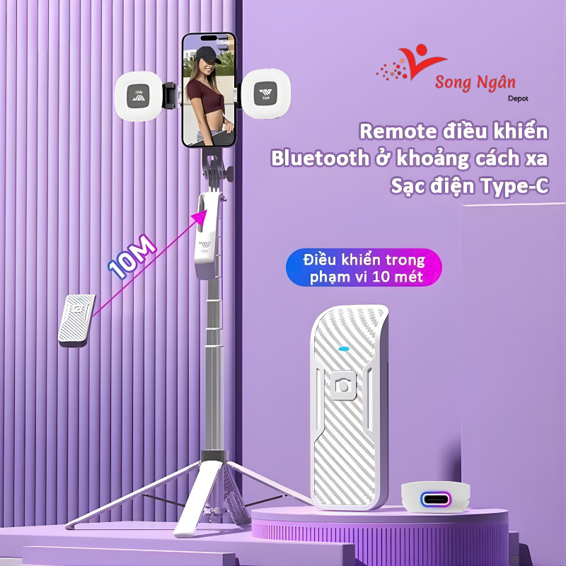 Gậy chụp ảnh 4 chân Tripod điện thoại P18 1M80 Cây chụp hình Selfie cầm tay 4 chân Quadpod - Quay Video - Livestream