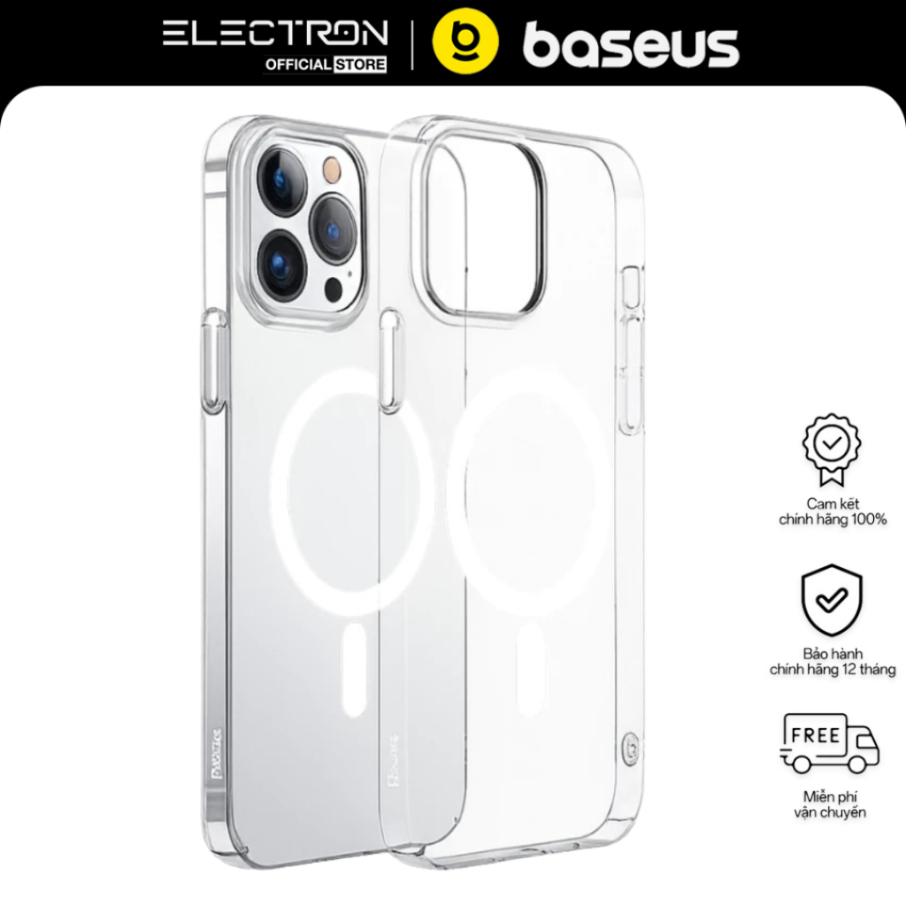 Ốp lưng nhựa cứng siêu mỏng từ tính kèm cường lực Baseus Crystal Magnetic Phone Case For iP (Tặng kèm cường lực)