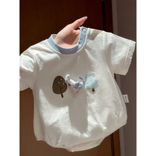 Bodysuit cho bé in hoạt hình 3D, body cộc tay bé trai bé gái chất cotton mềm mát