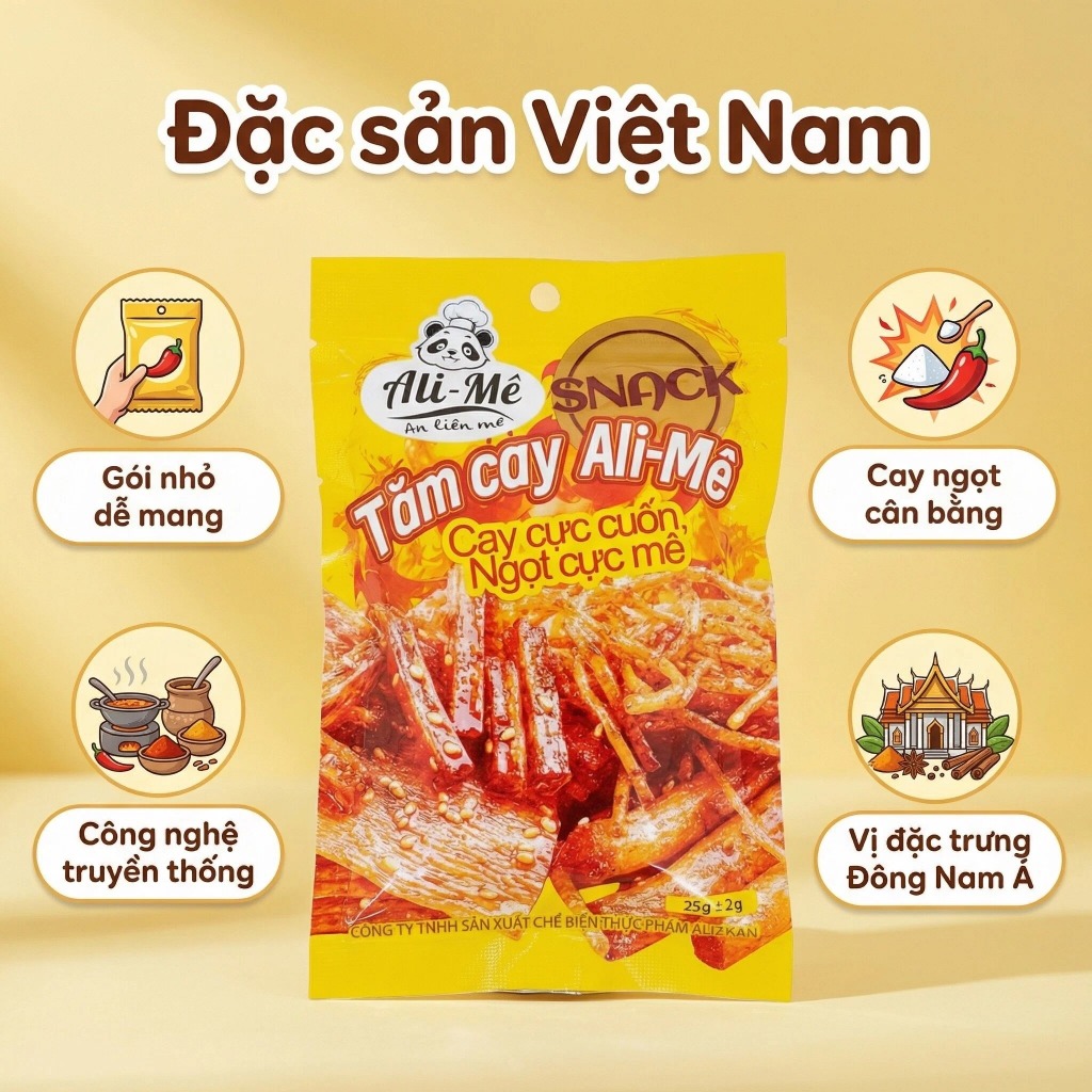 Snack Khăn Gói Cay Ali-Mê 25g Ăn vặt hot trend