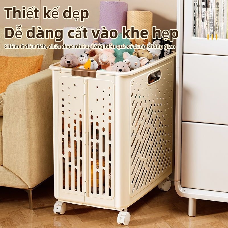 Giỏ Đựng Đồ Đa Năng Gấp Gọn Có Bánh Xe – Đựng Quần Áo, Dụng Cụ Tập, Đồ Chơi – Thiết Kế Lưới Thoáng Khí, Tiện Lợi