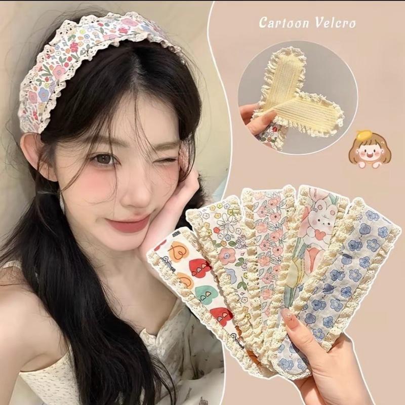 Băng Đô Dán Tóc Nhiều Họa Tiết Dễ Thương, Phong Cách Hàn Quốc Dễ Đeo, Có Khóa Dán
