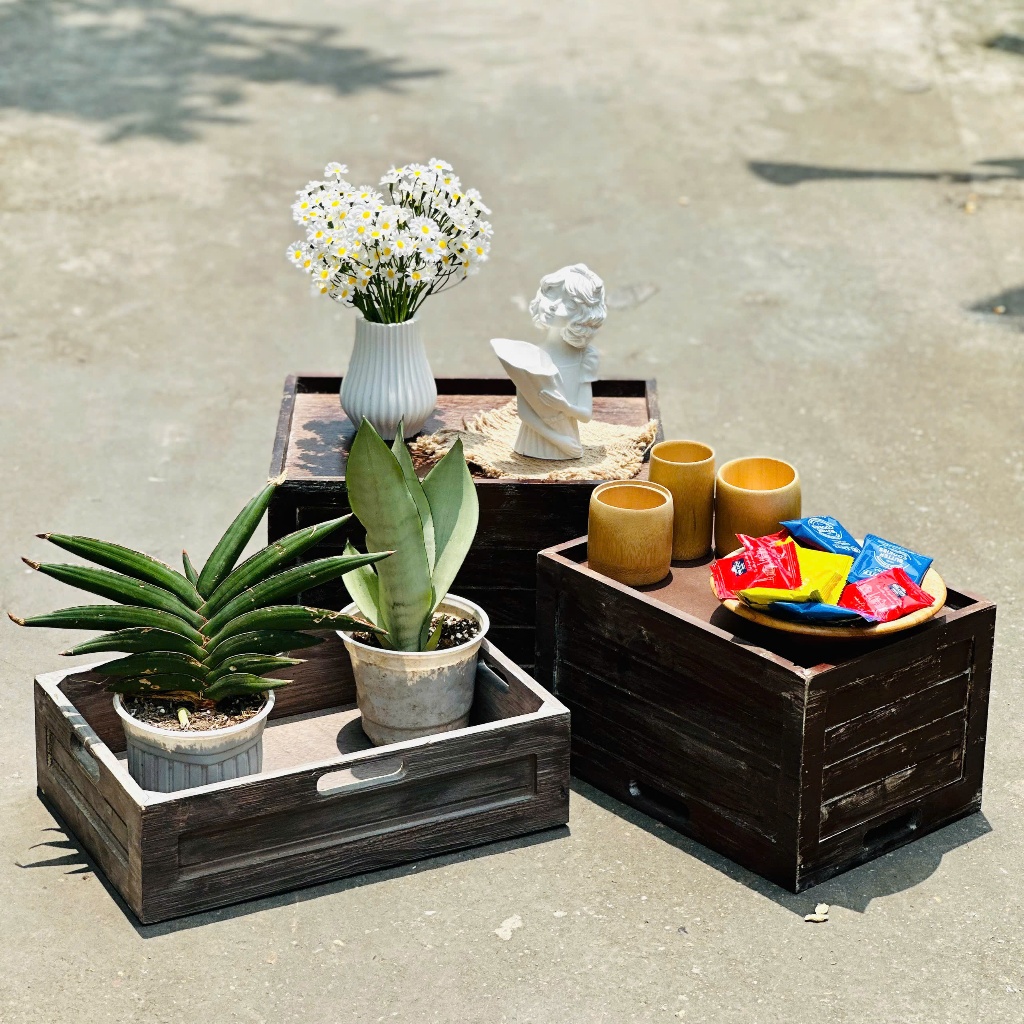 Thùng gỗ thông trang trí nhiều kích thước, hộp gỗ đa năng, gọn gàng, bền đẹp | BigBuy360 - bigbuy360.vn
