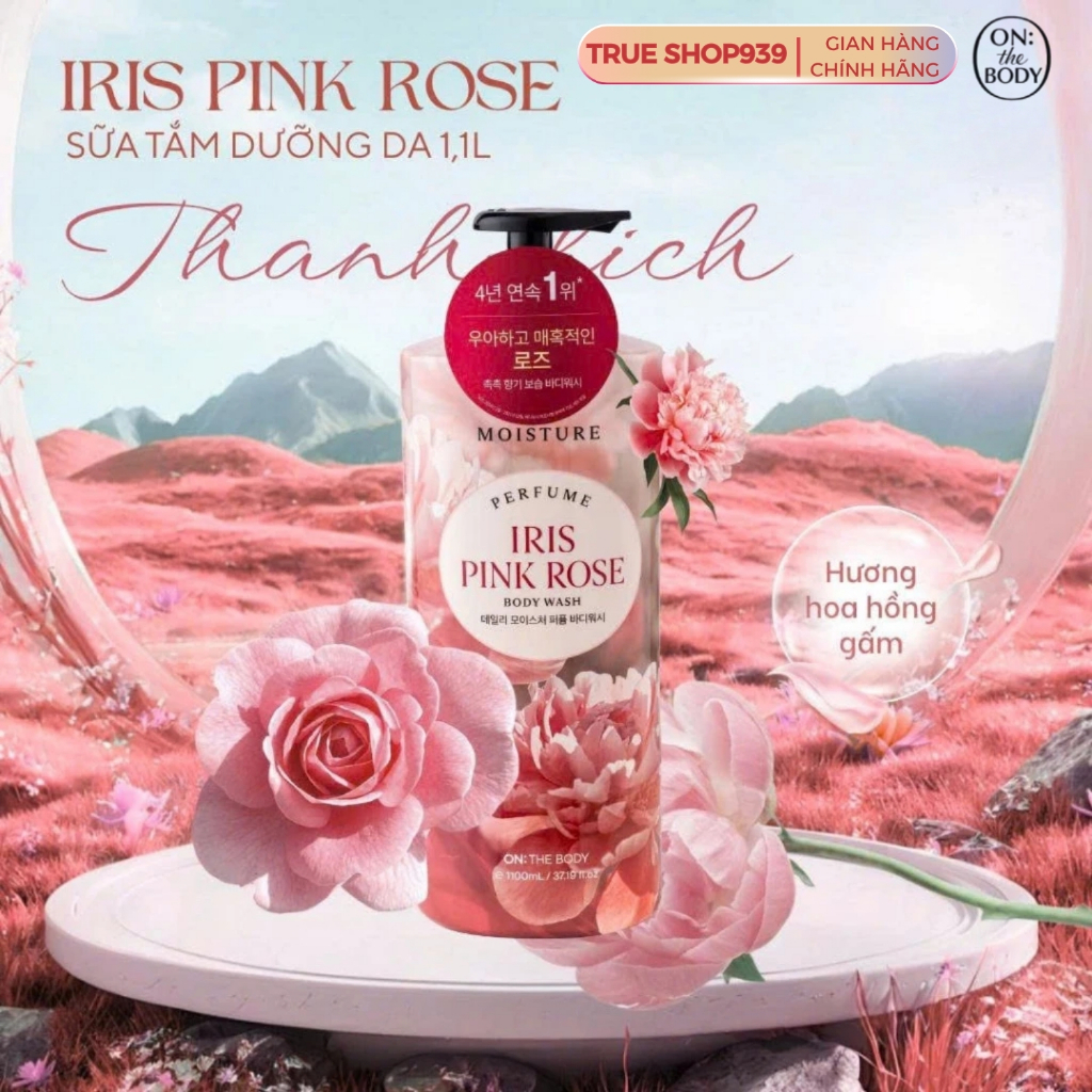Sữa tắm hương nước hoa On The Body lưu hương 24h, dưỡng trắng da mềm mịn 1100ML