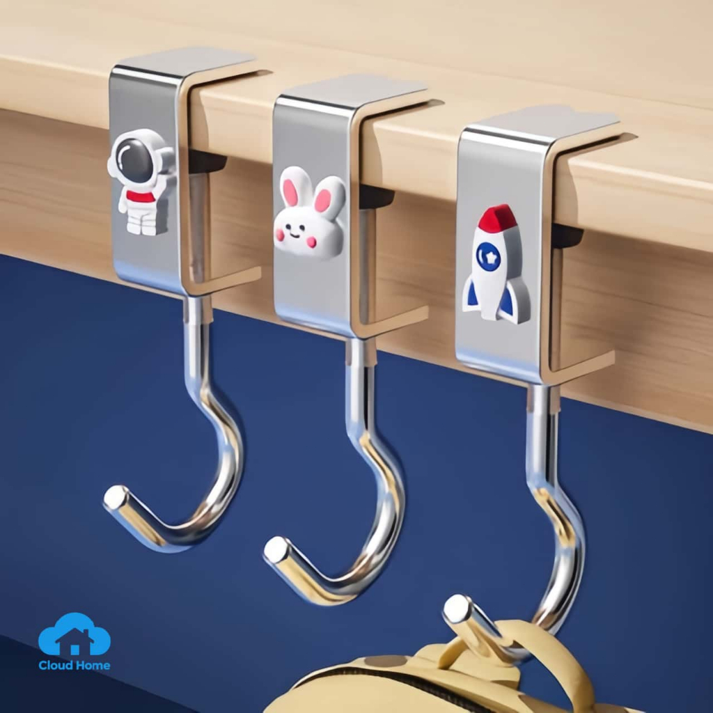 🌤️COD🌤️Móc treo balo túi xách bằng chất liệu kim loại cứng cáp móc treo đồ cạnh bàn có thể xoay