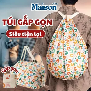 Túi Đi Chợ Gấp Gọn MAISON, Vải Oxford Chống Nước, Túi Du Lịch Siêu Nhẹ Cỡ Lớn