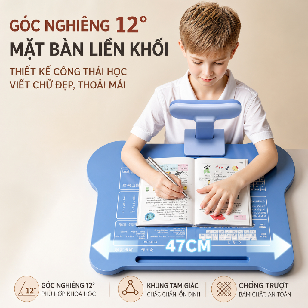Bàn Học Chống Gù Chống Cận – Mặt Bàn Nghiêng Thông Minh Xoay 180° Cho Học Sinh