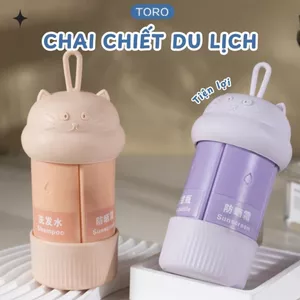 Set 4 Bình Chiết Mỹ Phẩm Du Lịch 4in1 TORO 60ml, Bình Đựng Dầu Gội Sữa Tắm Silicone, Chống Rò Rỉ
