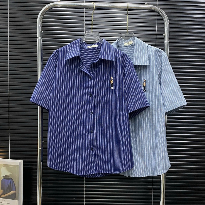 Áo Sơ Mi Nữ Tay Ngắn Kẻ Sọc Chất Linen Form Ôm Tôn Dáng Big Size 55-90Kg AT9025 Diệu Trang Fashion