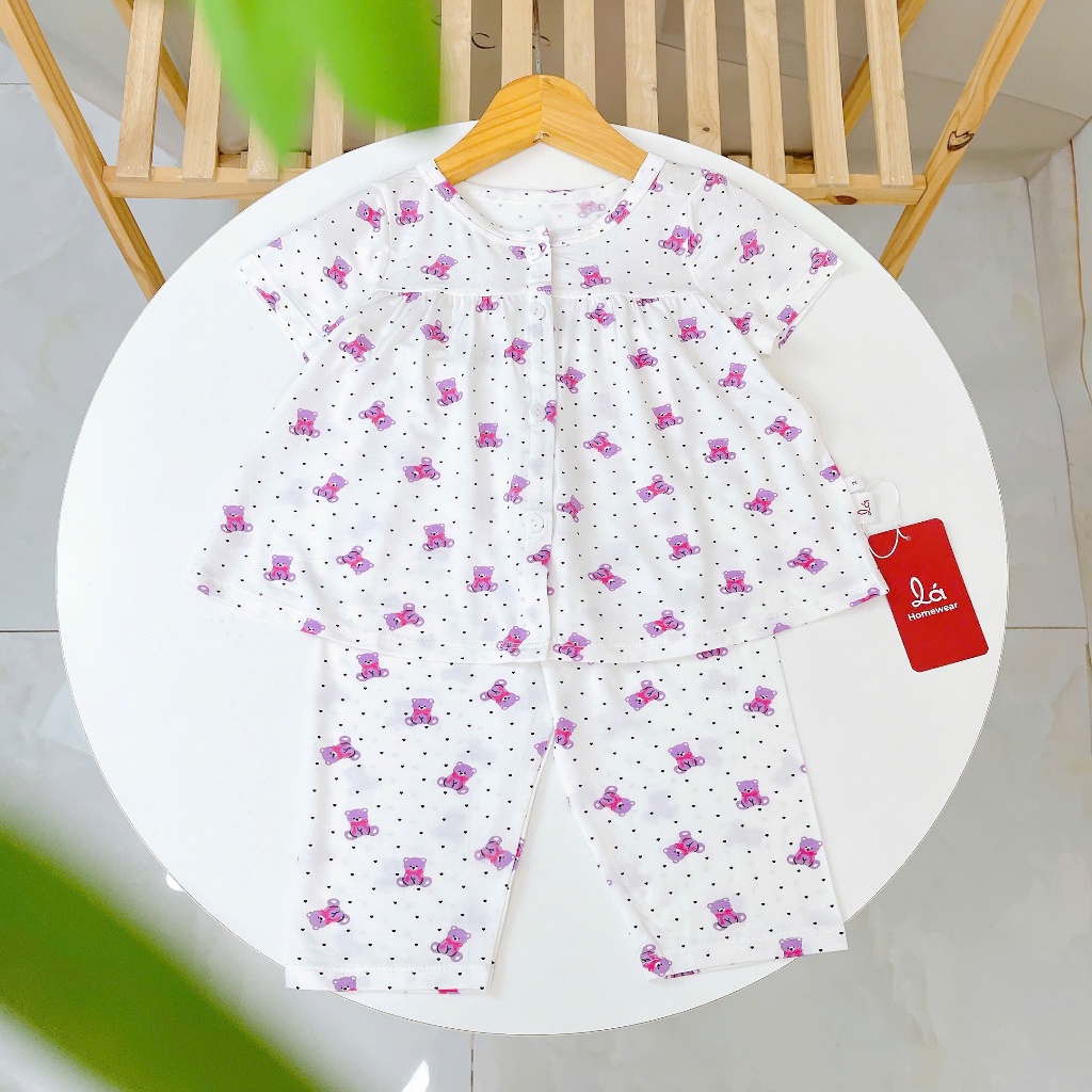 Bộ tay ngắn quần dài bé gái sợi sồi Modal Lá Homewear MOD4, đồ dài cộc tay cho bé babydoll mềm mát