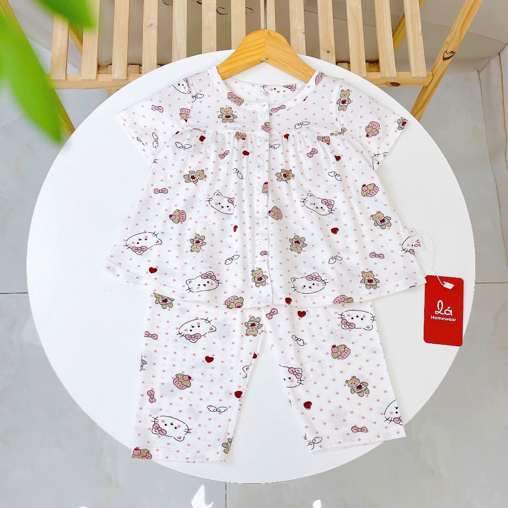 Bộ tay ngắn quần dài bé gái sợi sồi Modal Lá Homewear MOD4, đồ dài cộc tay cho bé babydoll mềm mát