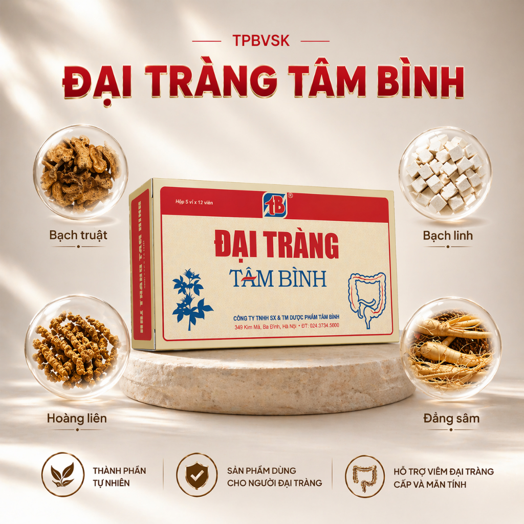[Đánh giá] Đại tràng Tâm Bình - Hỗ trợ giảm triệu chứng của viêm đại tràng cấp và mạn tính, đau bụng, đầy hơi, tiêu chảy