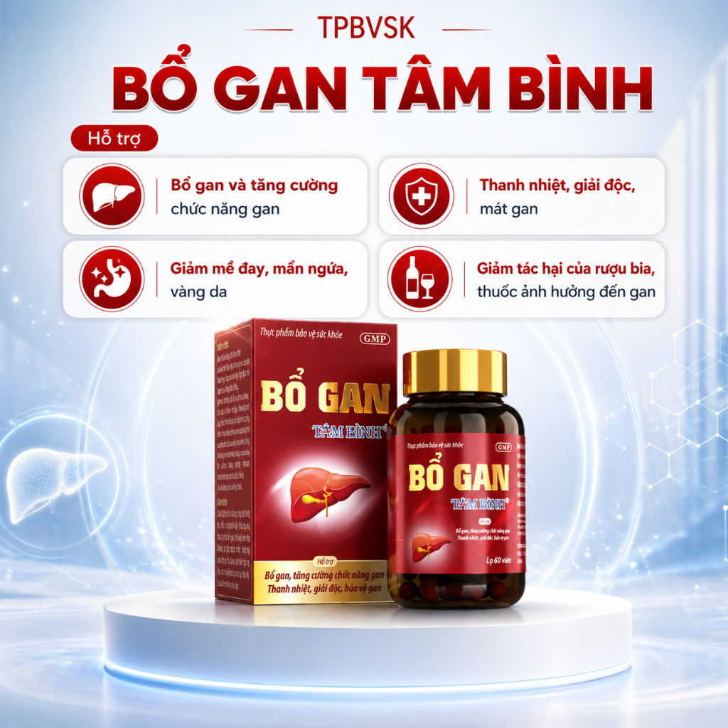 [Combo 6] Bổ gan Tâm Bình - Hỗ trợ thanh nhiệt, giải độc, mát gan, giảm mề đay, mẩn ngứa
