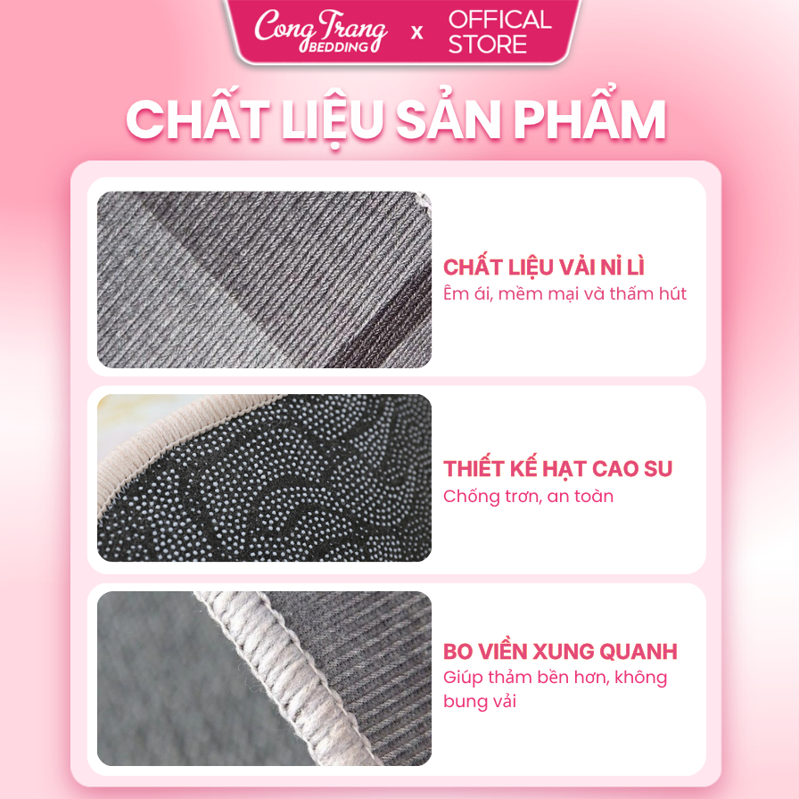 Thảm Lau Chân CongTrang Bedding thiết kế , Thảm Chùi Chân Bali 100 Mẫu Độc Quyền 2026 Thấm Hút Nước Chống Trơn Trượt