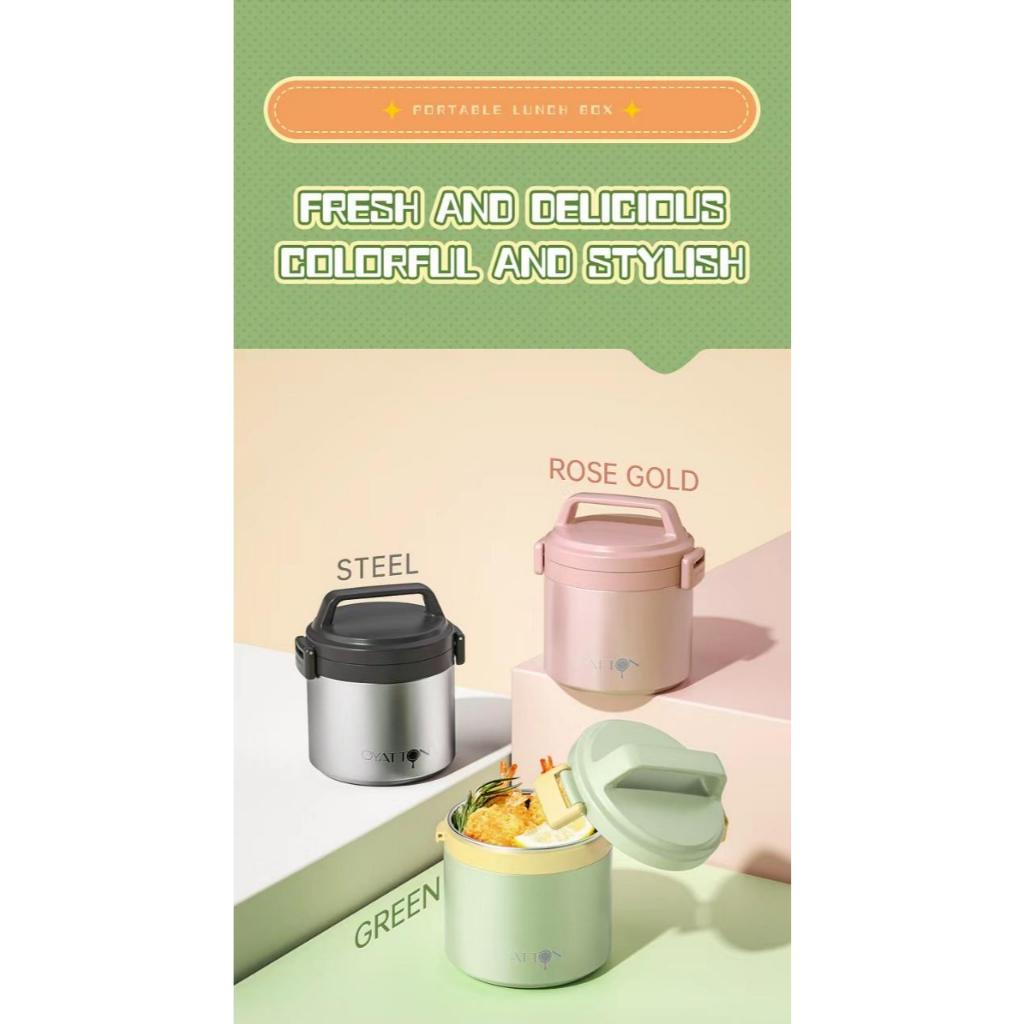 Cặp Lồng Hộp Cơm Giữ Nhiệt Inox 316 Cao Cấp, Giữ Nóng 24H, Chống Tràn OYATTON 1700ml O525
