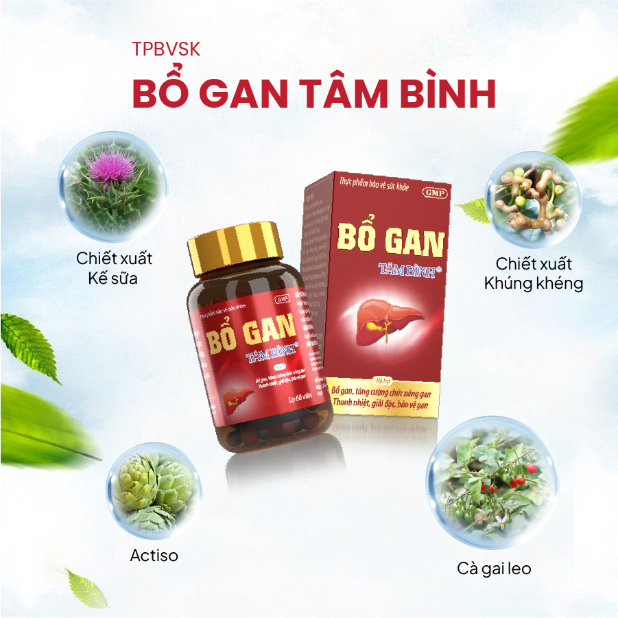 [Combo 6] Bổ gan Tâm Bình - Hỗ trợ thanh nhiệt, giải độc, mát gan, giảm mề đay, mẩn ngứa