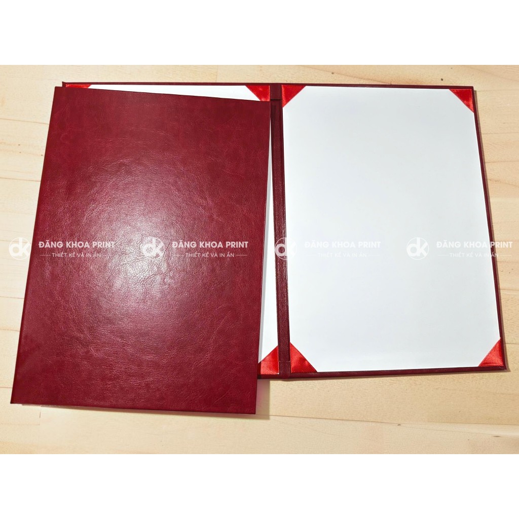 Bìa da kẹp chứng chỉ - Bìa da PU trình ký - Bìa da PU đựng giấy khen. Có nhận ép nhũ logo theo yêu cầu
