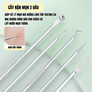 Bộ dụng cụ lấy mụn 8 món kèm hộp, bộ nặn mụn chuyên dụng, làm sạch mụn đầu đen, chăm sóc da mặt