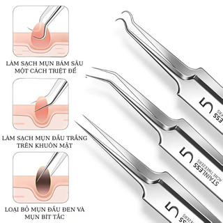 Bộ dụng cụ lấy mụn 8 món kèm hộp, bộ nặn mụn chuyên dụng, làm sạch mụn đầu đen, chăm sóc da mặt