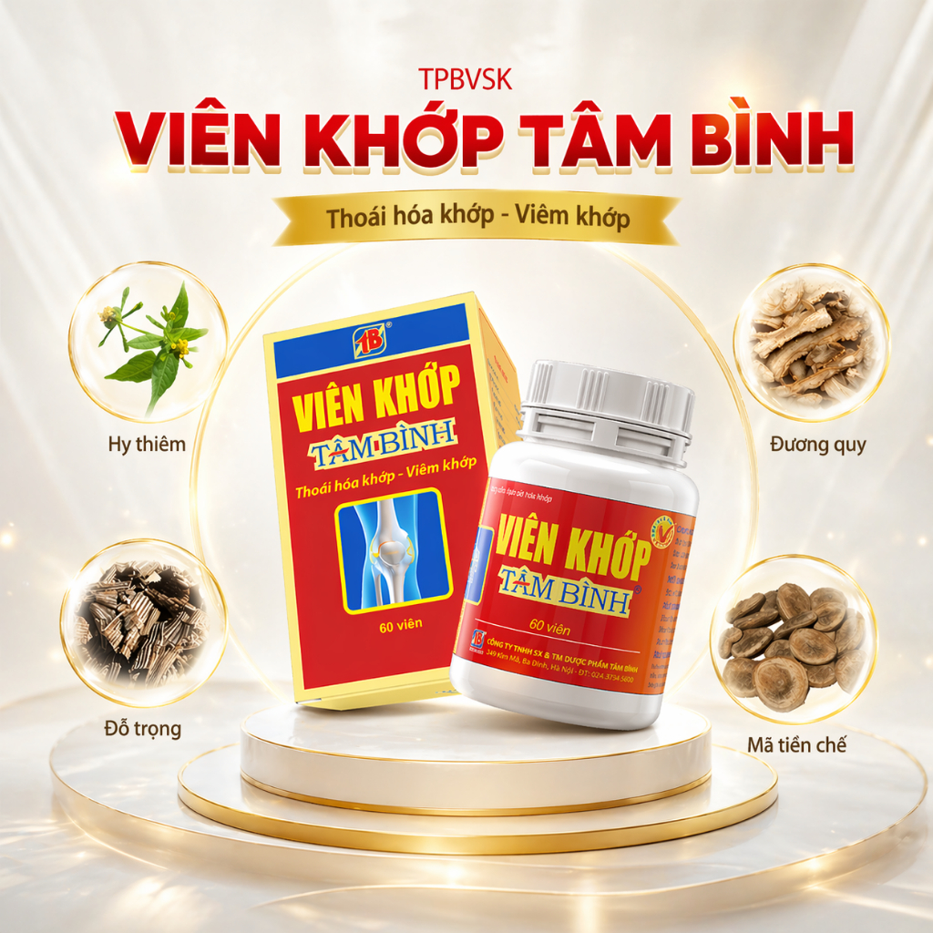 [Đánh giá] Viên khớp Tâm Bình, hỗ trợ giảm triệu chứng bệnh thoái hóa khớp, viêm khớp, đau khớp gối