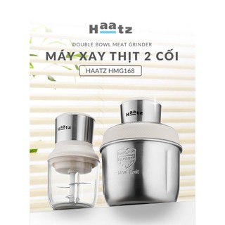 Máy Xay 2 Cối Haatz HMG168 Đa Năng Kèm Đầu Đánh Ruốc, Chất Liệu Inox Cao Cấp Bền Bỉ An Toàn - Bếp Của Hà
