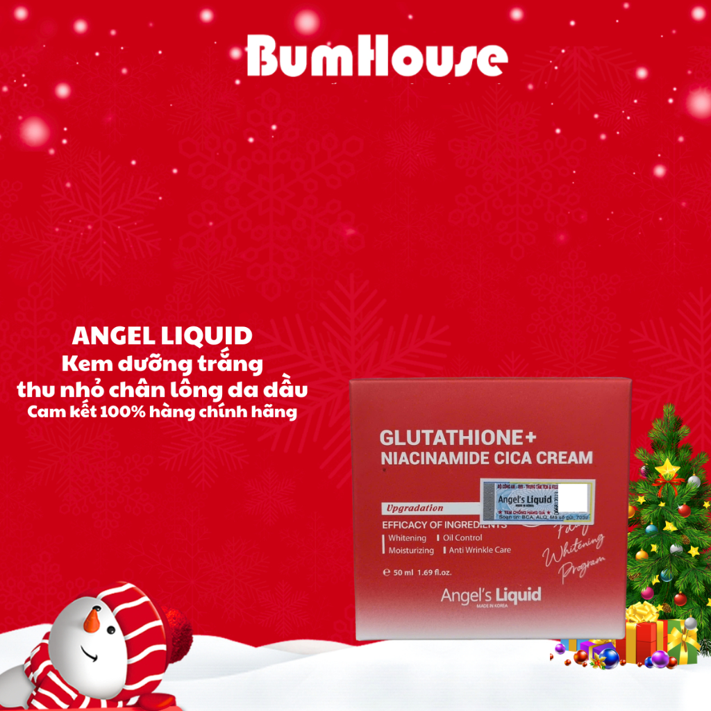 [HÀNG CTY] Kem Dưỡng Trắng , Dịu Da Angel's Liquid Glutathione + Niacinamide Cica Cream 50ml (màu đỏ)