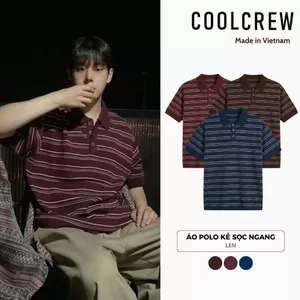 Áo Polo Len Dệt Kim Kẻ Sọc Ngang 𝐂𝐎𝐎𝐋𝐂𝐑𝐄𝐖 Ngắn Tay Form Rộng Unisex Phong Cách Thời Trang Hàn Quốc ALH11 APN114
